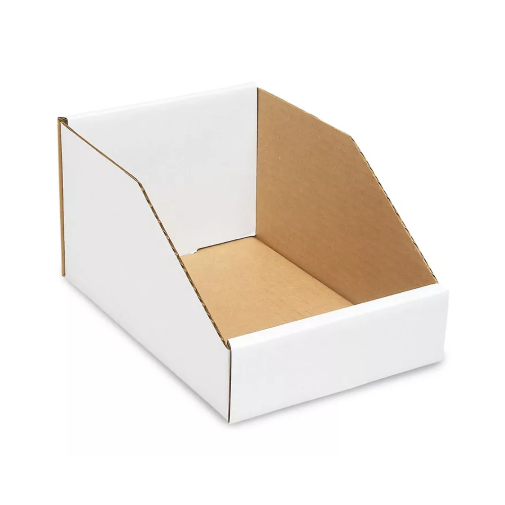 Pack of 10 - White Corrugated Bins - 6" x 9" x 4.5" - Organizers